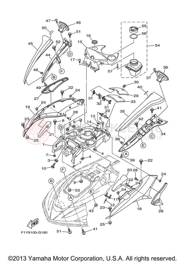 Schemat "ENGINE HATCH" do Yamaha FX1000G