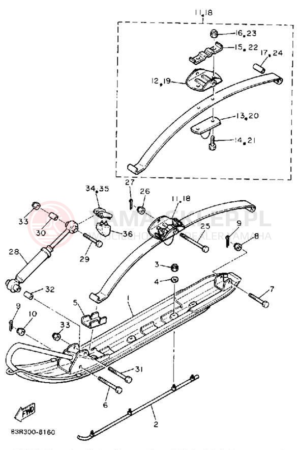 Schemat "płozy" do Yamaha VK540 VK540EP