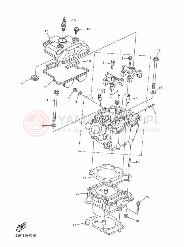 Schemat "cylinder" do Yamaha YZ250FX YZ250FXF