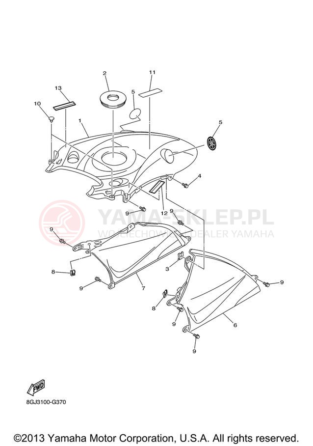 Schemat "INSTRUMENT PANEL" do Yamaha VENTURE LITE PZ50VTXL/PZ50VTXR