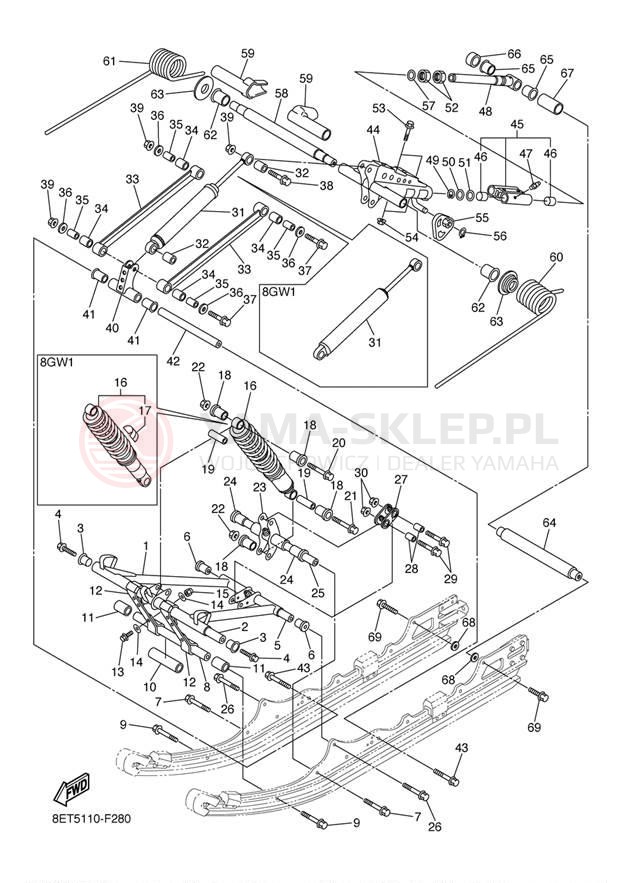 Schemat "Zawieszenie gąsiennicy" do Yamaha VENTURE RST90W/RST90GTW