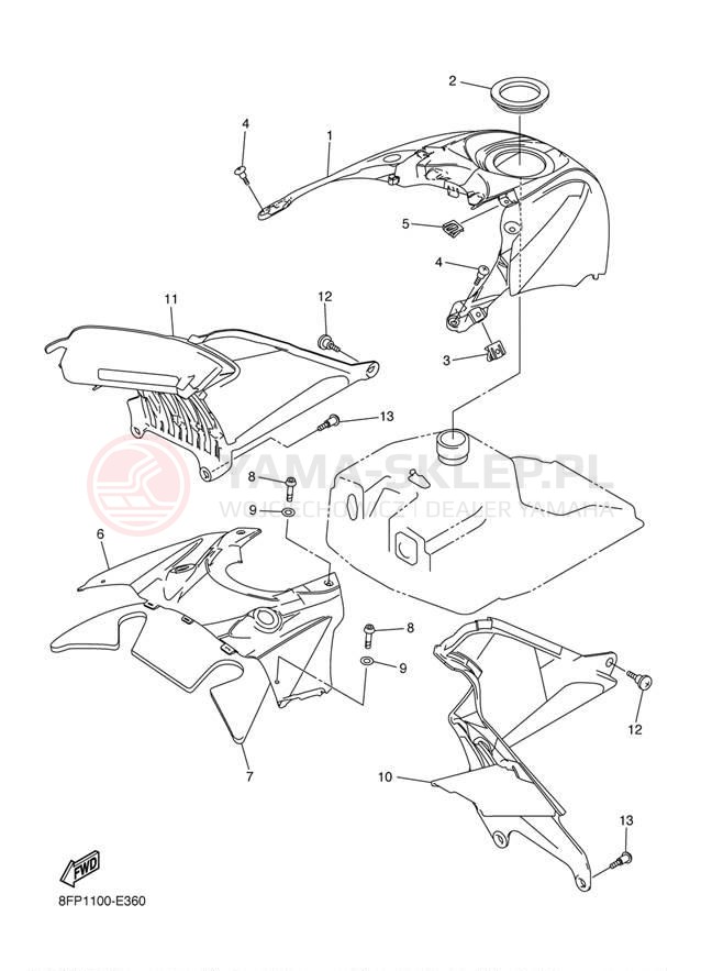 Schemat "INSTRUMENT PANEL" do Yamaha APEX MOUNTAIN RX10ML