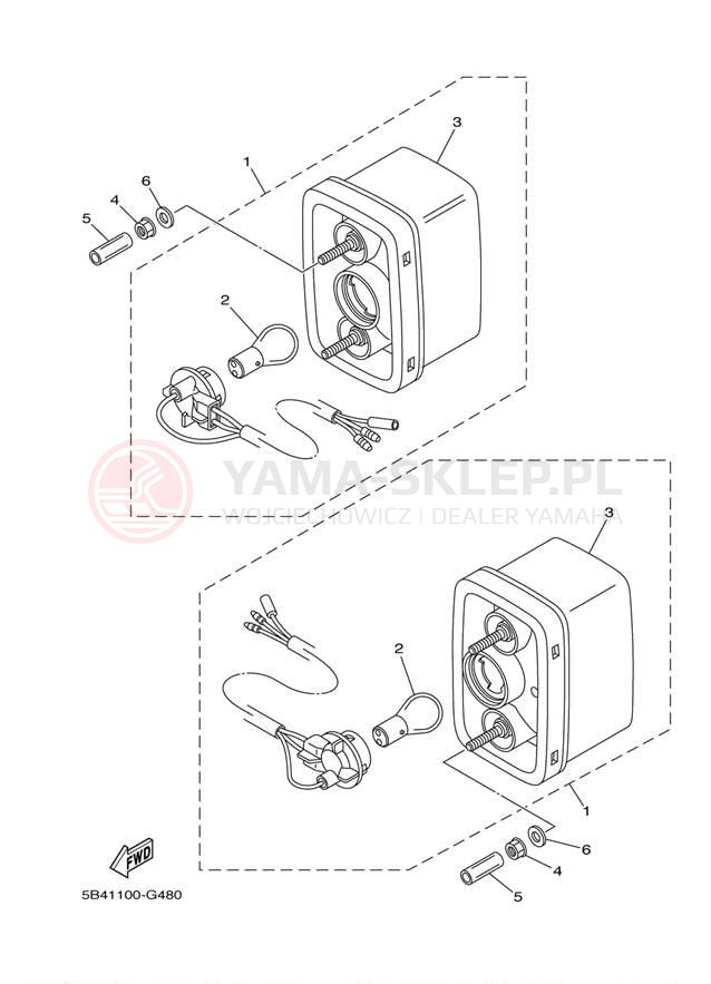 Schemat "lampa tył" do Yamaha VIKING 700 YXM700DEG/YXM700DER