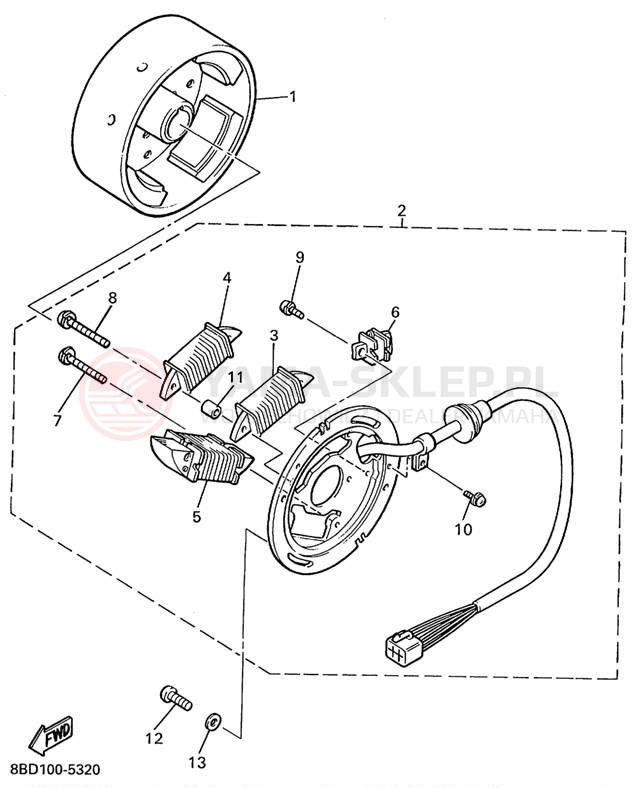 Schemat "prądnica" do Yamaha BRAVO LT BR250TC