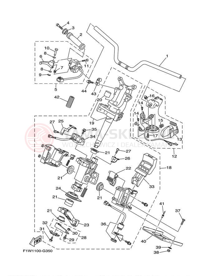 Schemat "Kierownica i osprzęt" do Yamaha (WAVERUNNER FX HO) FY1800H