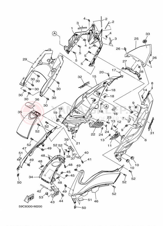 Schemat "Pokrywa boczna" do Yamaha TMAX XP500F