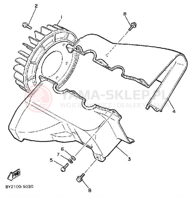 Schemat "Obudowa wentylatora" do Yamaha ENTICER 340 ET340M