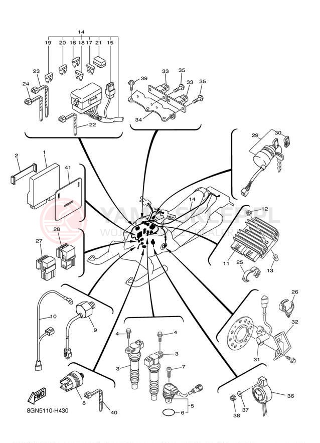 Schemat "układ elektryczny" do Yamaha PHAZER RTX PZ50RTYO/PZ50RTYW