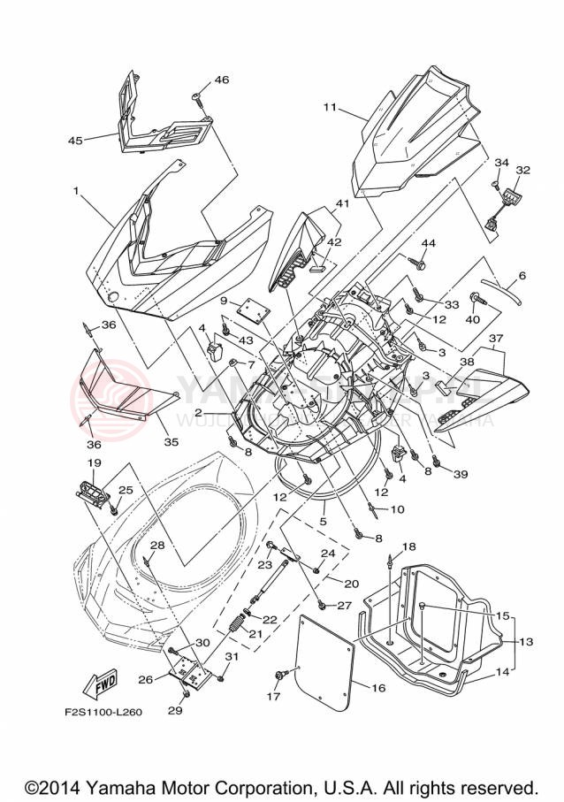 Schemat "ENGINE HATCH" do Yamaha WAVE RUNNER FX SHO FA1800P