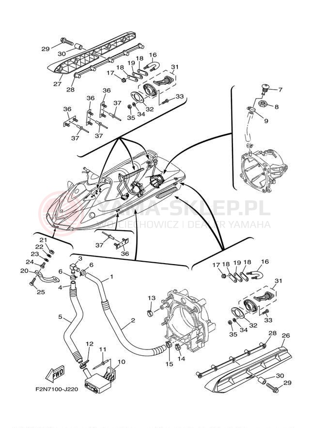 Schemat "HULL & DECK" do Yamaha WAVERUNNER VX SPORT VX1100CK