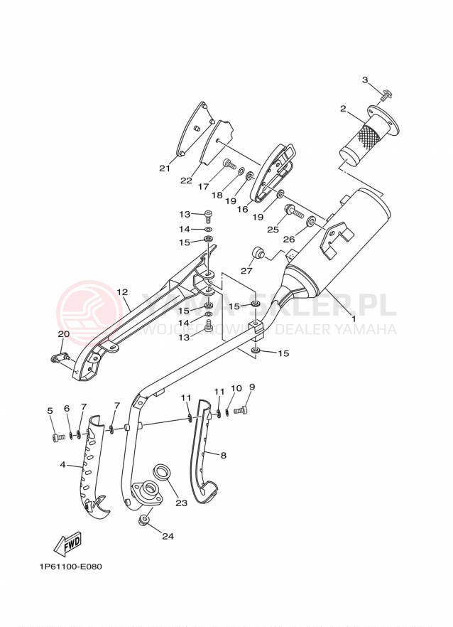 Schemat "Wydech końcowy" do Yamaha TTR50E TTR50EF