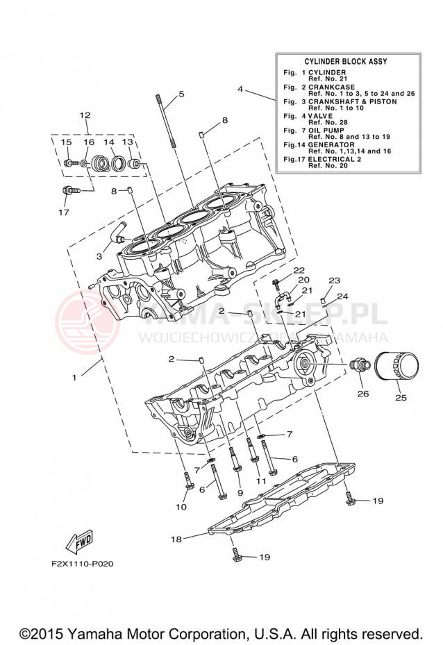 Schemat "Obudowa silnika" do Yamaha WAVERUNNER VX VX1100CP
