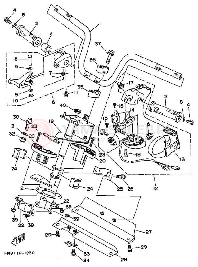 Schemat "Kierownica i osprzęt" do Yamaha WRB650P_61