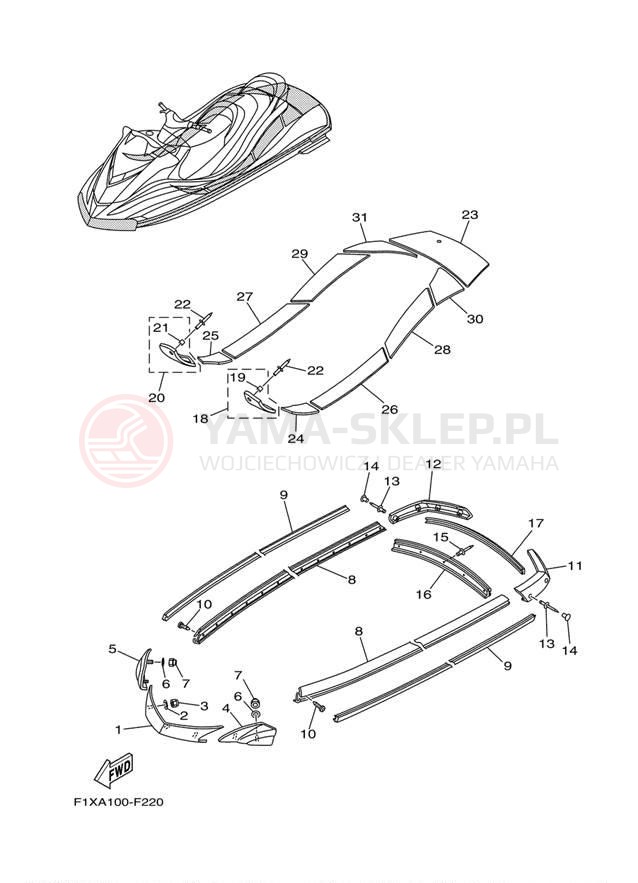 Schemat "GUNWALE - MAT" do Yamaha FX1000AF