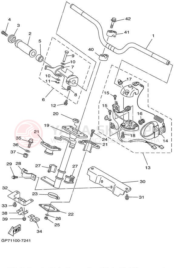 Schemat "Kierownica i osprzęt" do Yamaha WAVE RUNNER GP760 GP760X