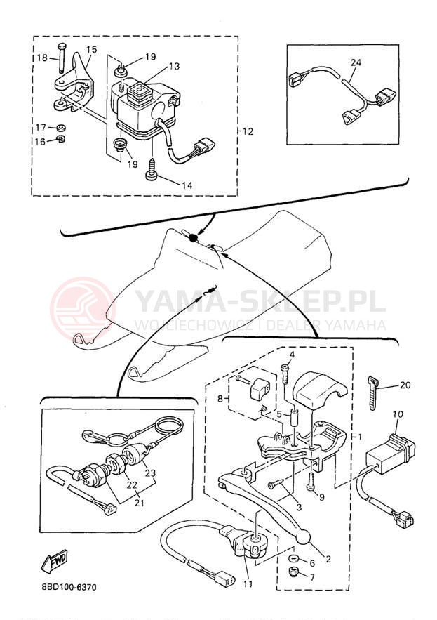 Schemat "Kierownica i osprzęt" do Yamaha BRAVO LT BR250TA