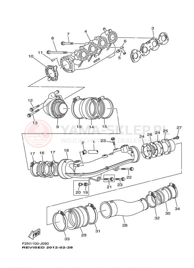 Schemat "wydech" do Yamaha WAVERUNNER VX SPORT VX1100CL