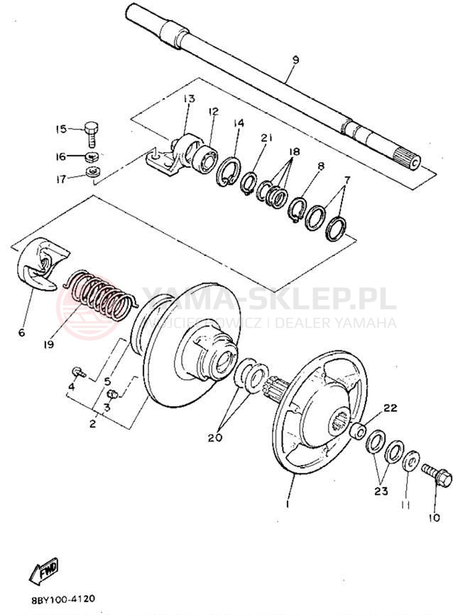 Schemat "Przeniesienie napędu" do Yamaha ENTICER II LT ET410TRU