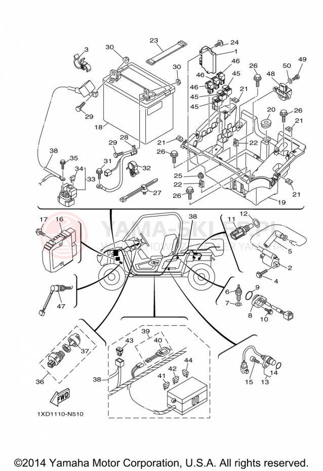 Schemat "układ elektryczny" do Yamaha VIKING YXM700DFL