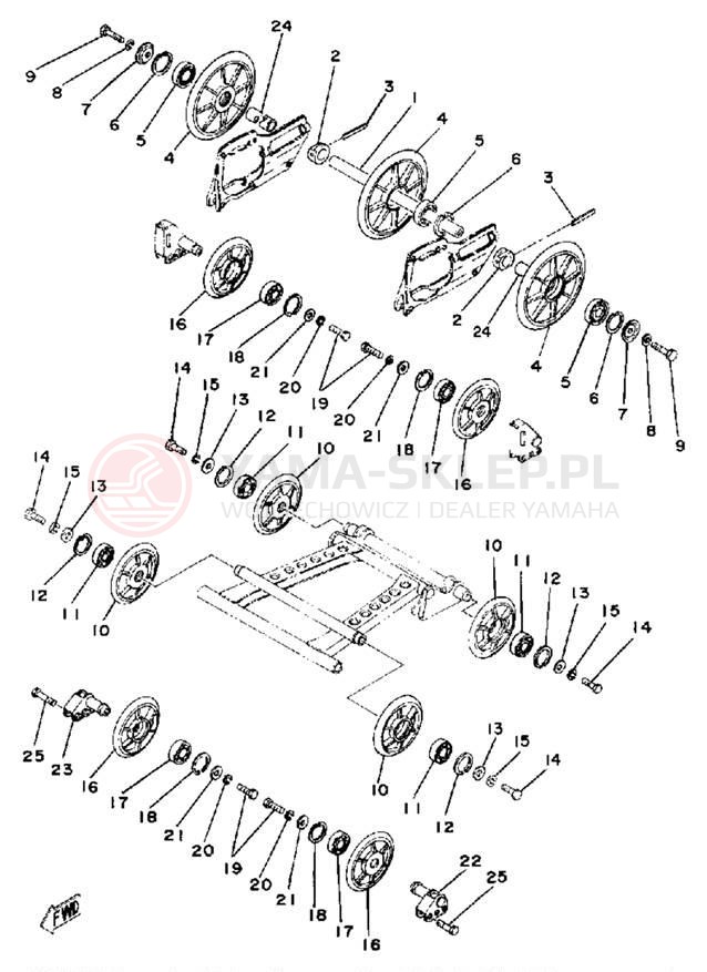 Schemat "Tylna ośka i koło" do Yamaha SRX440C