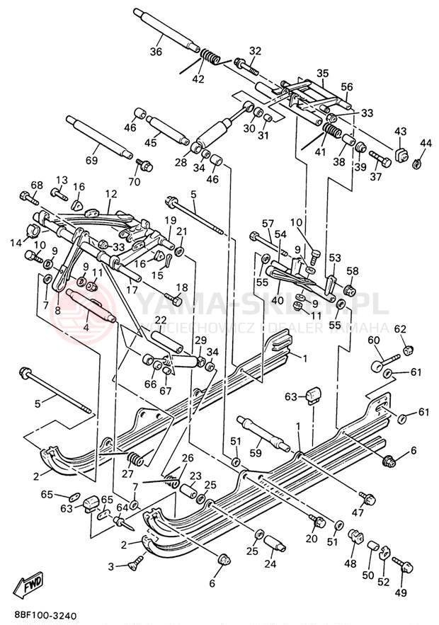 Schemat "Zawieszenie gąsiennicy" do Yamaha PHAZER II PZ480W