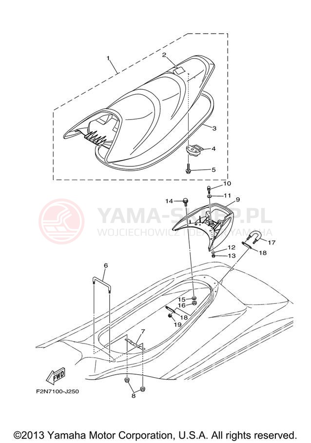 Schemat "Siedzenie i schowek" do Yamaha WAVERUNNER VX SPORT VX1100J