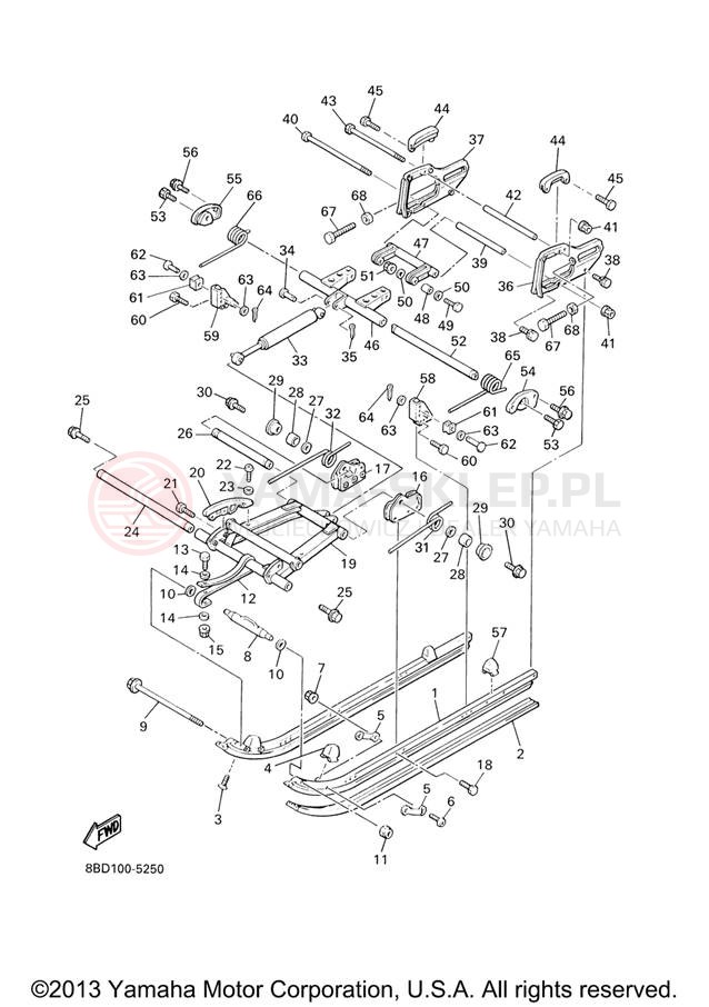 Schemat "Zawieszenie gąsiennicy" do Yamaha BR250TX