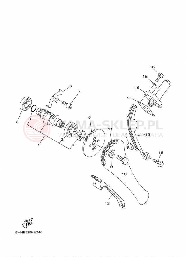 Schemat "Rozrząd - łańcuszek" do Yamaha TTR125LE TTR125LEF