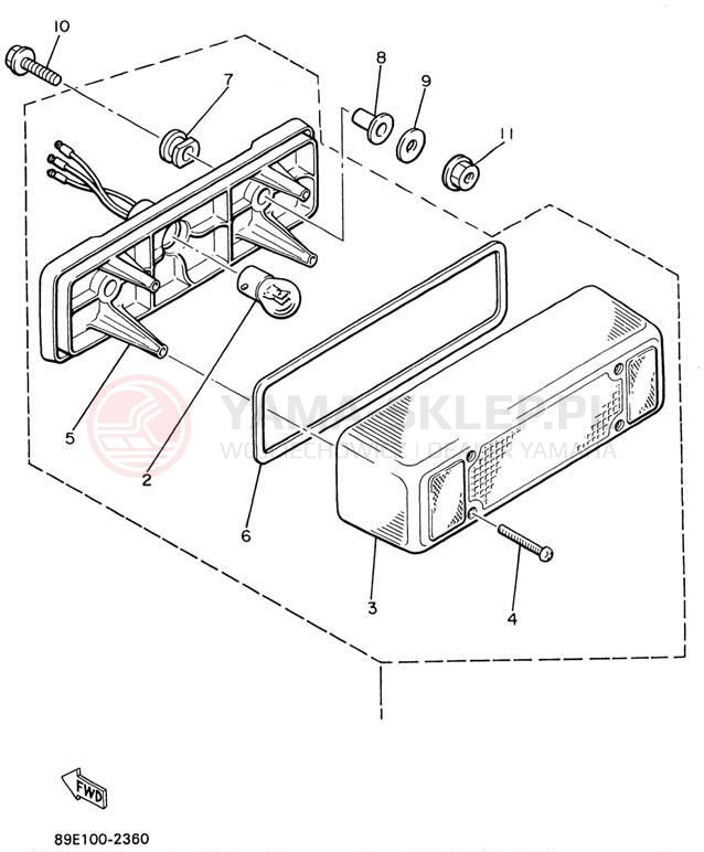 Schemat "lampa tył" do Yamaha CS340 CS340ED