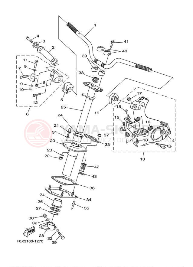 Schemat "Kierownica i osprzęt" do Yamaha GP800R GP800AC