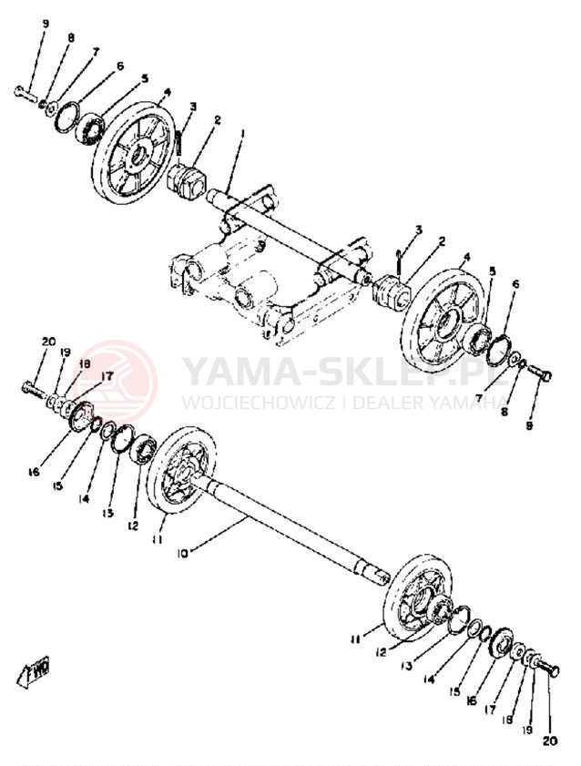 Schemat "Tylna ośka i koło" do Yamaha GPX338F/GPX433F