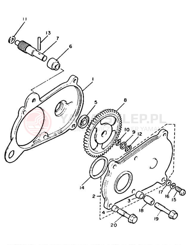 Schemat "przeniesienie napędu" do Yamaha BRAVO LT BR250TU
