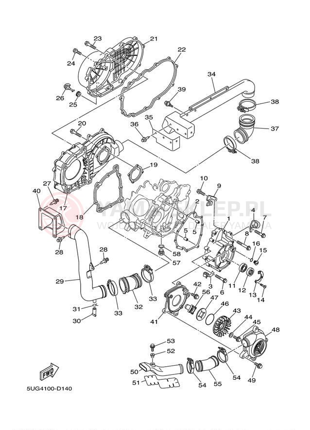 Schemat "Pokrywa silnika" do Yamaha RHINO 660 YXR66FW