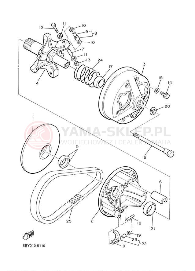 Schemat "PRIMARY SHEAVE" do Yamaha ET410TRF