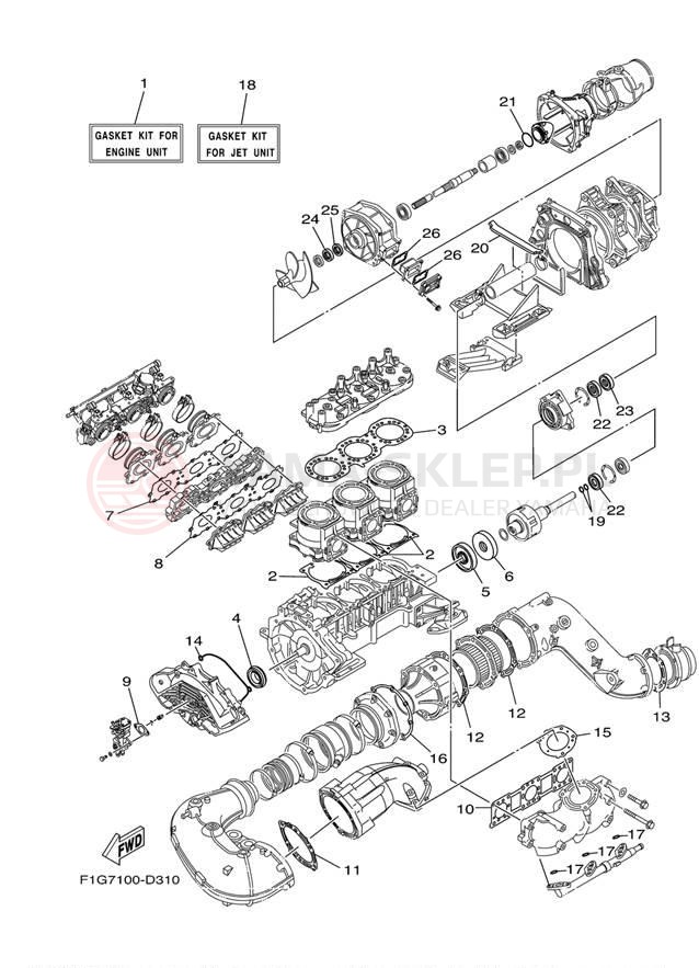 Schemat "Zestaw naprawczy" do Yamaha GP1300-F