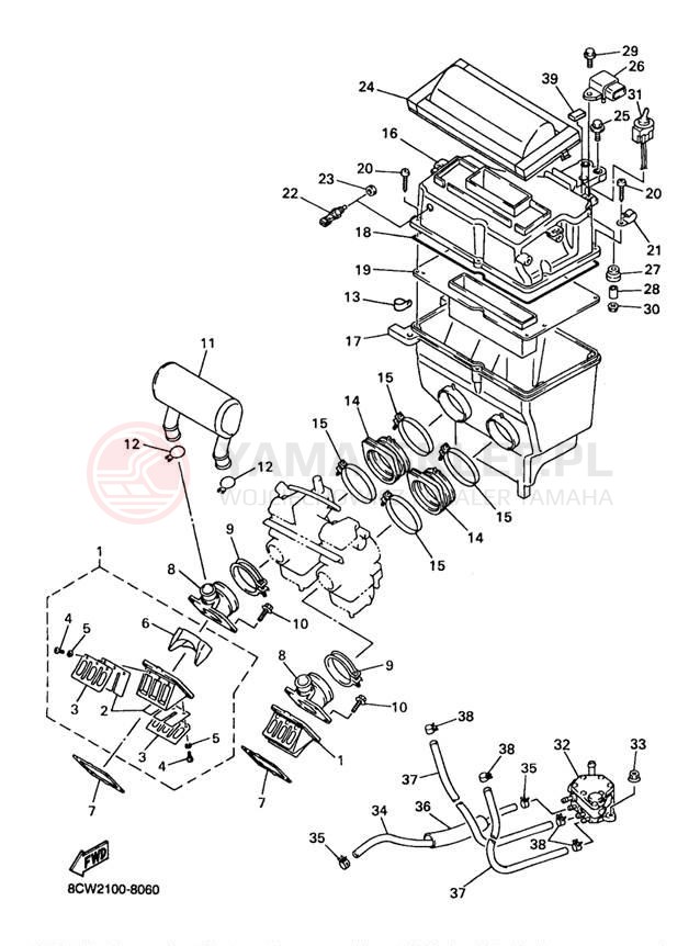 Schemat "Wtrysk paliwa" do Yamaha VENTURE 500 VT500B/VT600B