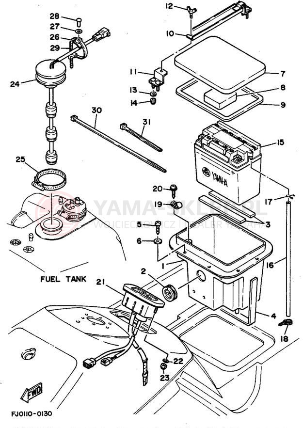 Schemat "układ elektryczny" do Yamaha WAVE RUNNER III WRA650P