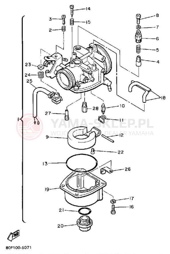 Schemat "Gaźnik" do Yamaha BRAVO T (LONG TRACK) BR250TM