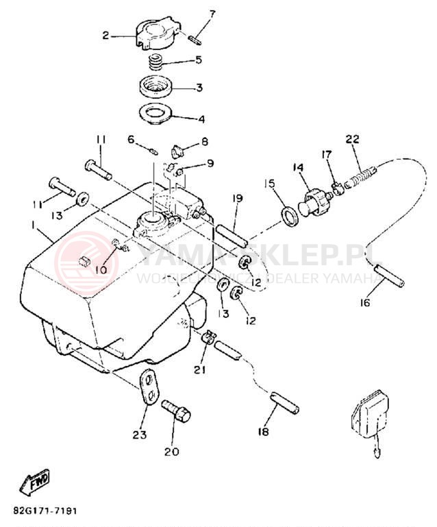 Schemat "zbiornik paliwa" do Yamaha BRAVO T (LONG TRACK) BR250TM