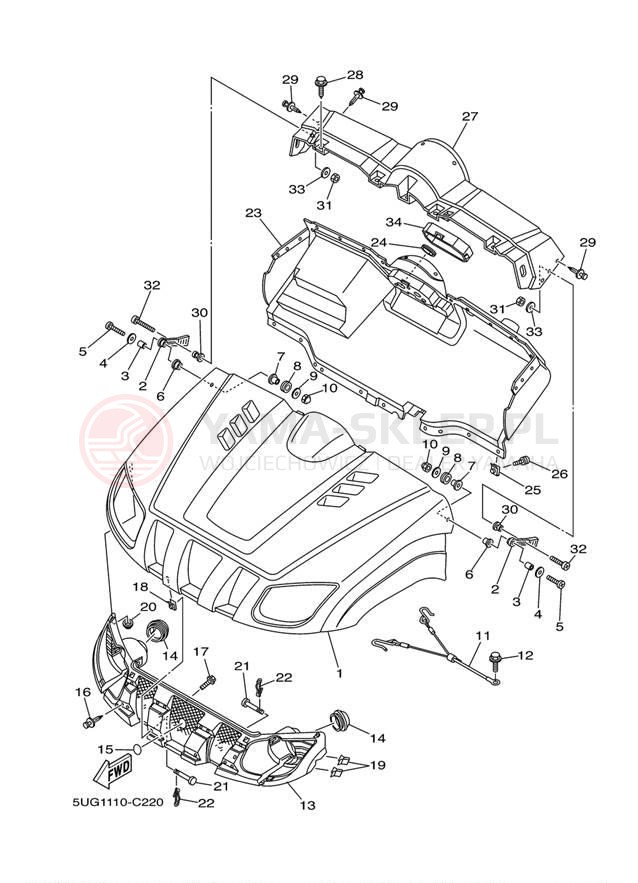 Schemat "Przedni błotnik" do Yamaha RHINO 660 YXR660FAS