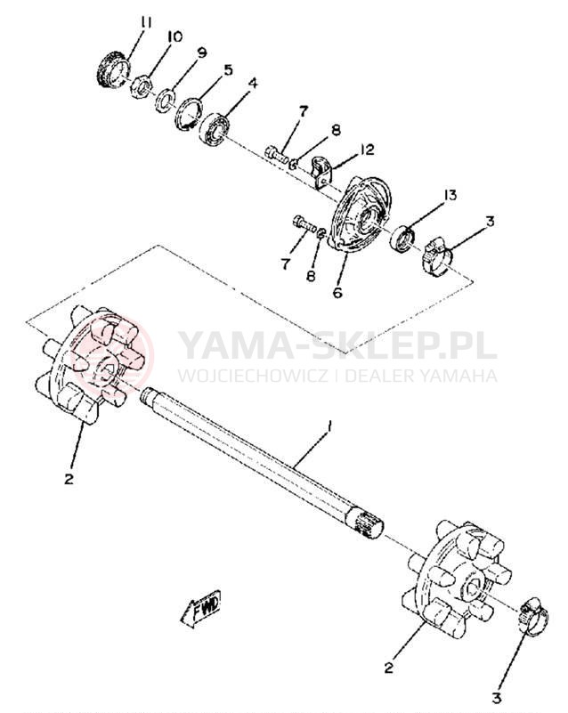 Schemat "Przednia ośka" do Yamaha GS340A