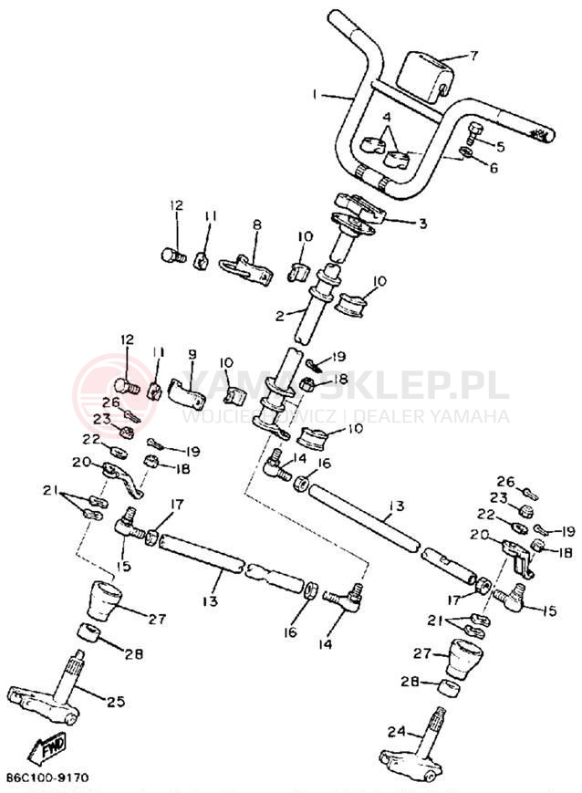 Schemat "Półki zawieszenia" do Yamaha BRAVO T (LONG TRACK) BR250TN