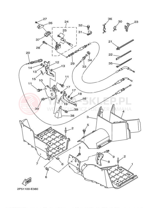 Schemat "Stopka postojowa i podnóżki" do Yamaha RHINO 450 YXR45FYGR/YXR45FYR