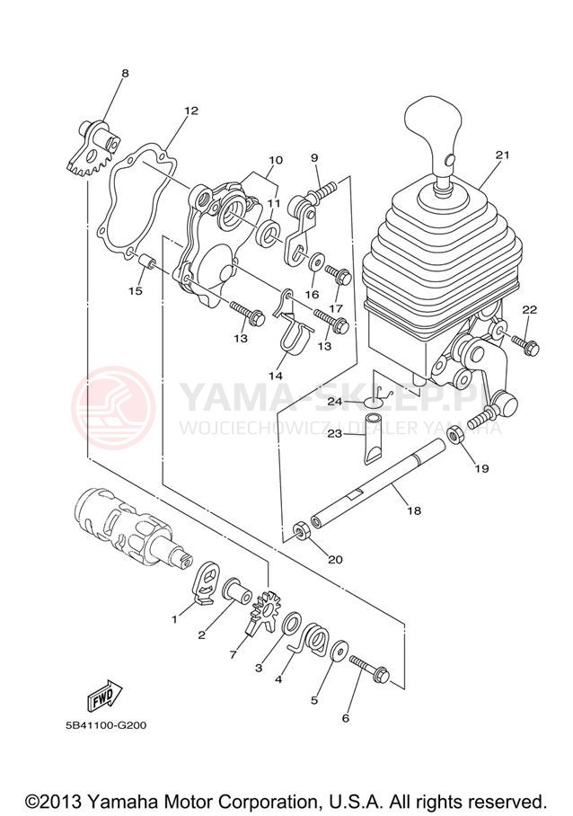 Schemat "Dźwignia zmiany biegów, wałek" do Yamaha RHINO 700FI YXR70FXR/YXR70FXGR