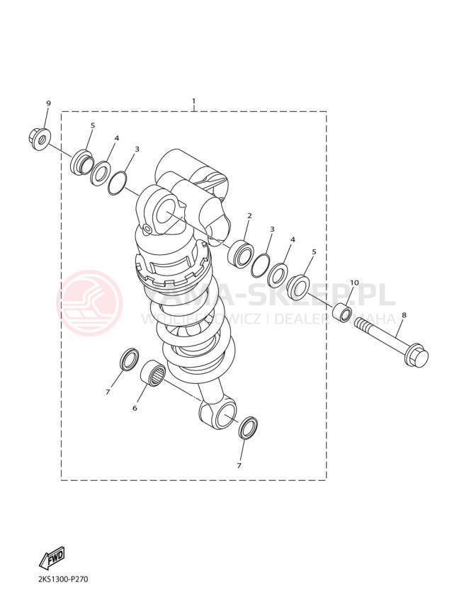 Schemat "zawieszenie tył" do Yamaha YZFR1M YZFR1MF/YZFR1MFC