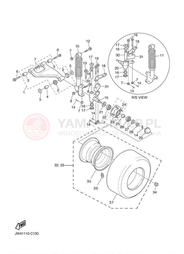 Schemat "Koło przód" do Yamaha PRO HAULER 700 YXP700AS