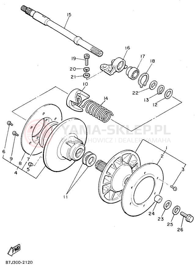 Schemat "Przeniesienie napędu" do Yamaha PHAZER II PZ480V