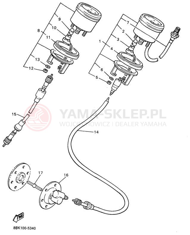 Schemat "licznik" do Yamaha VENTURE XL VT480A