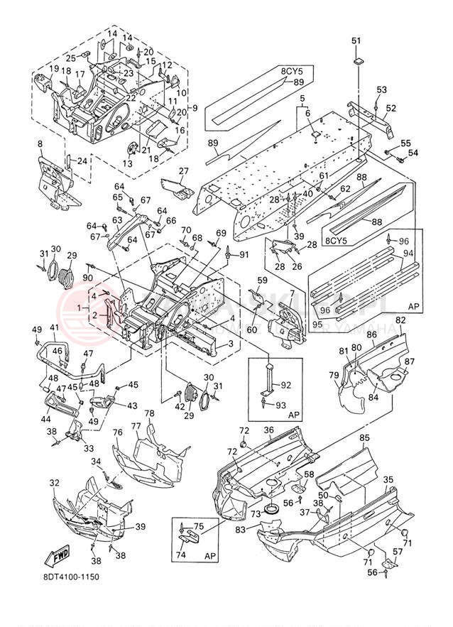 Schemat "rama" do Yamaha VENTURE 500 VT500F/VX500DXF