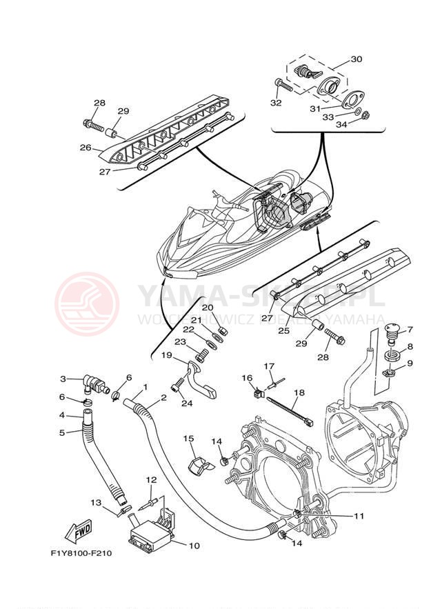 Schemat "HULL & DECK" do Yamaha FX1000-F